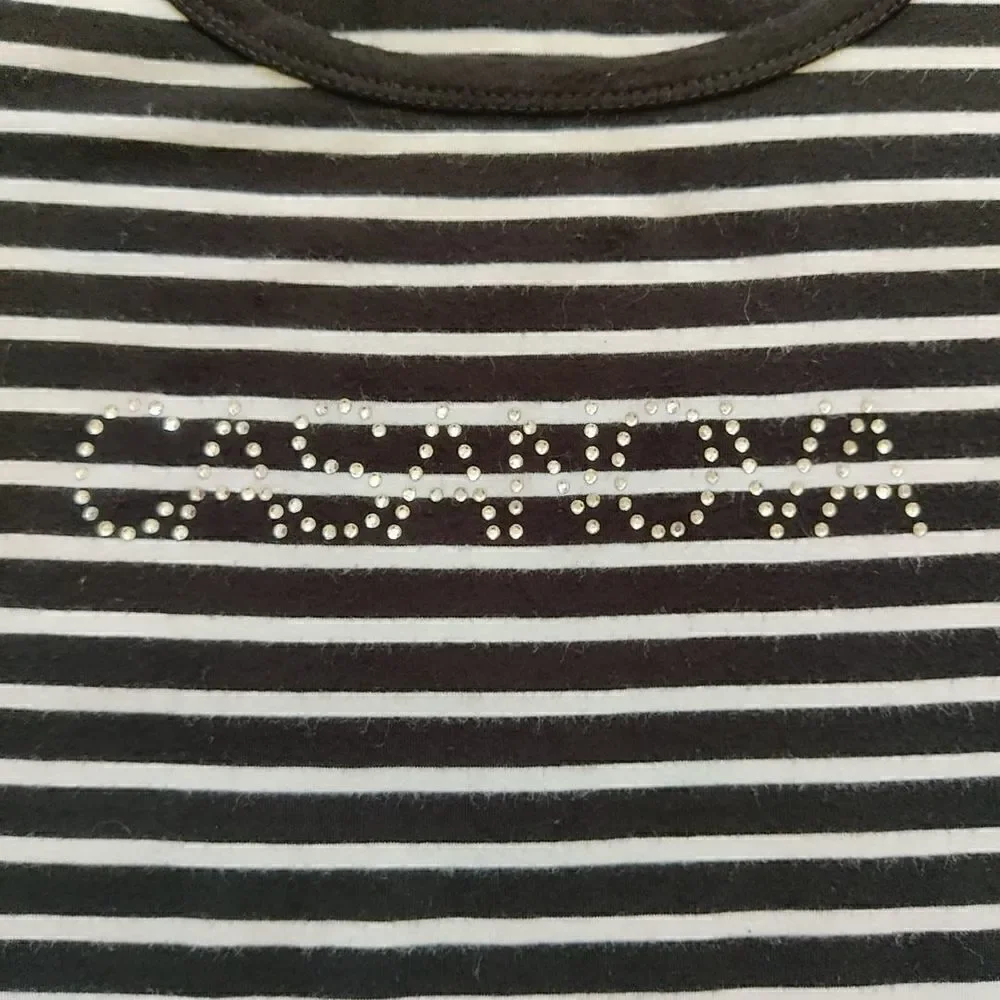 Perry Ellis striped embellished Casanova tee